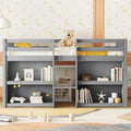 Grey Twin Wood Low Loft Bed with Shelves & LED Light