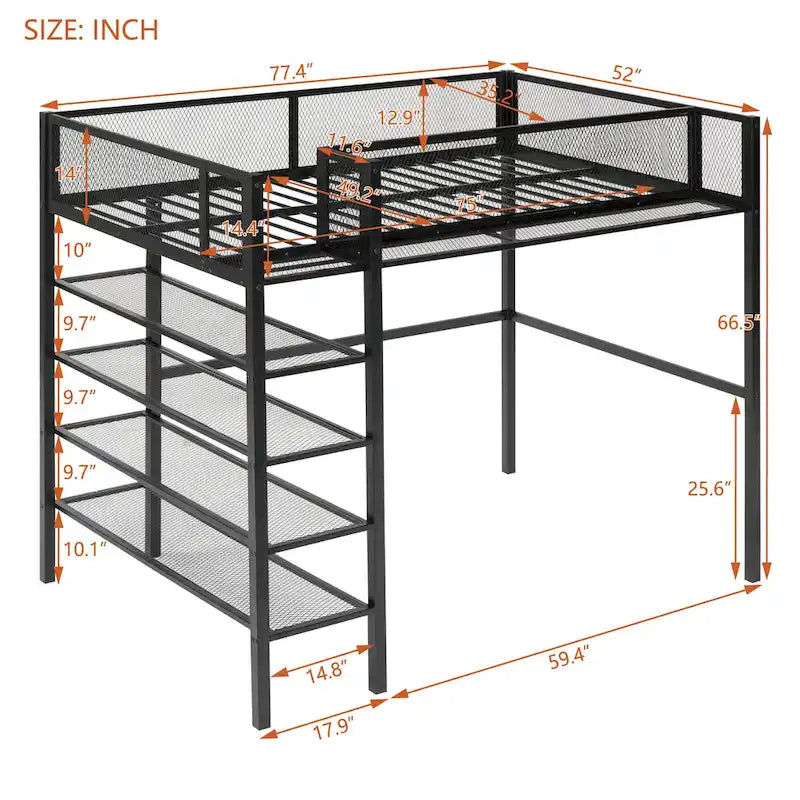 Twin Size Metal Loft Bed