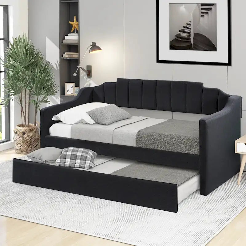 Upholstered Twin Daybed with Trundle
