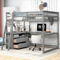 Full Size Loft Bed with Desk and Shelves