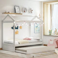 White Twin House Bed with Trundle
