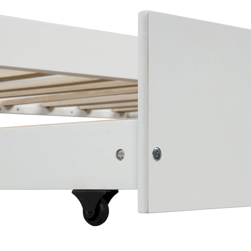 White Twin House Bed with Trundle