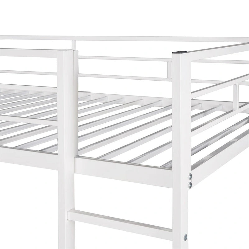 Metal Twin Size Loft Bed with Desk, Shelves
