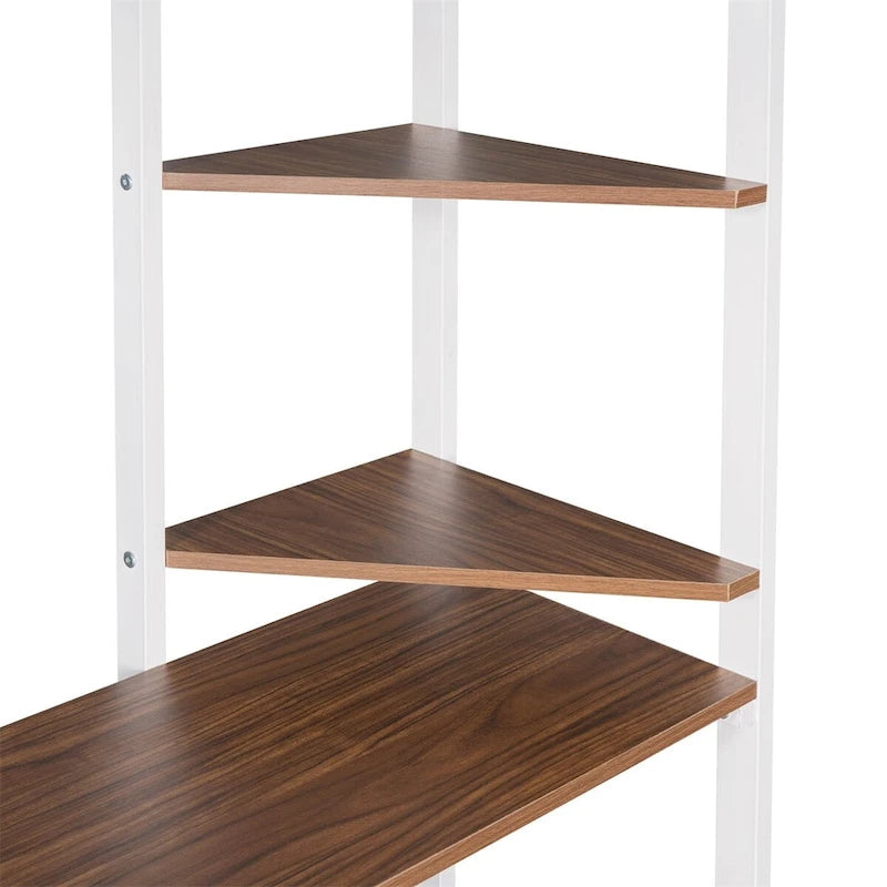 Metal Twin Size Loft Bed with Desk, Shelves