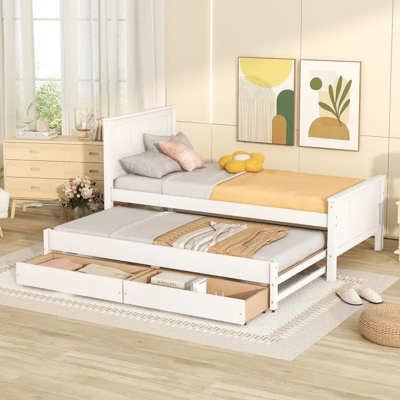 Platform Bed with Trundle and Drawers