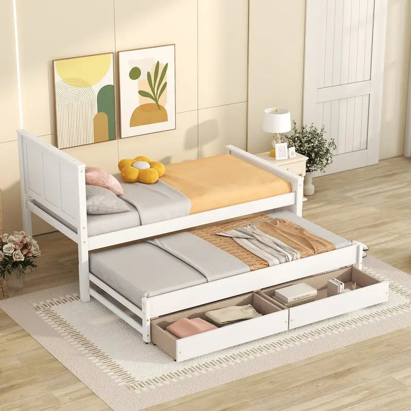 Platform Bed with Trundle and Drawers