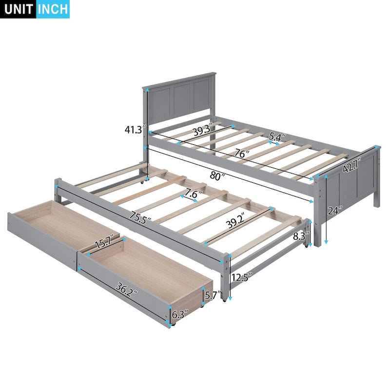 Platform Bed with Trundle and Drawers