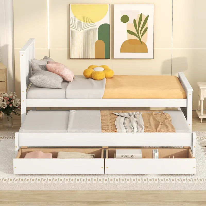 Platform Bed with Trundle and Drawers