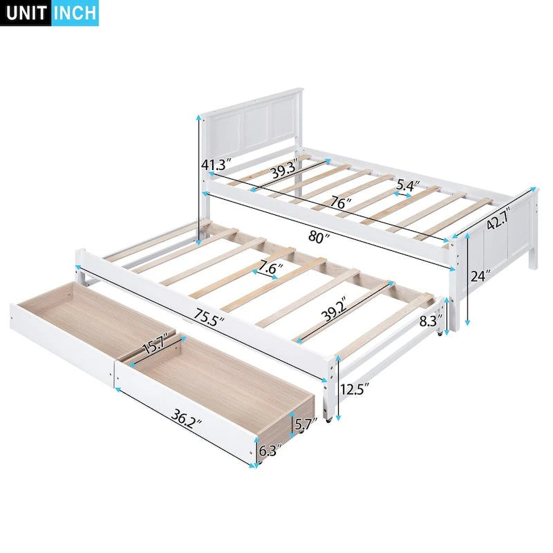 Platform Bed with Trundle and Drawers