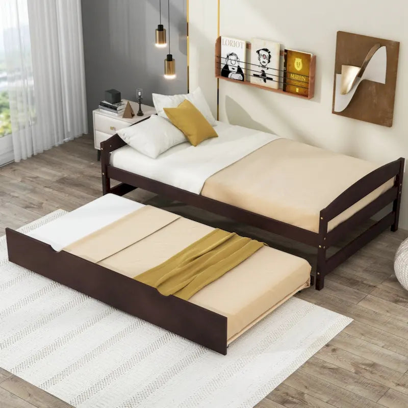 Lit plateforme simple avec lit gigogne simple