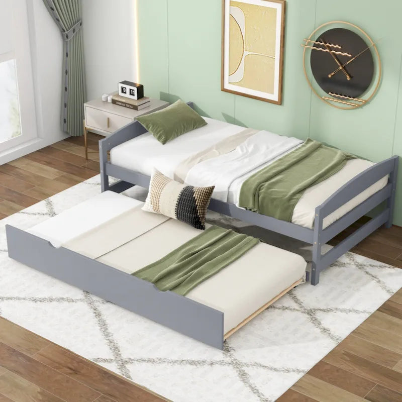 Lit plateforme simple avec lit gigogne simple