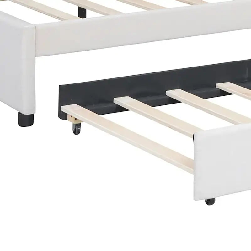 Modern Stylish Linen Fabric Upholstered Platform Bed with Trundle Bed