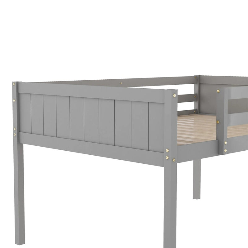 Full Size Wood Low Loft Bed with Ladder