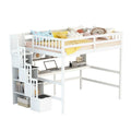 Full Size Loft Bed with Desk and Shelves