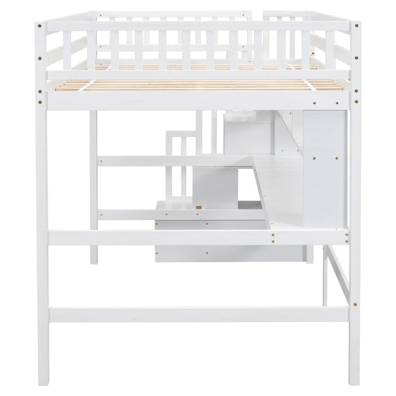 Full Size Loft Bed with Desk and Shelves