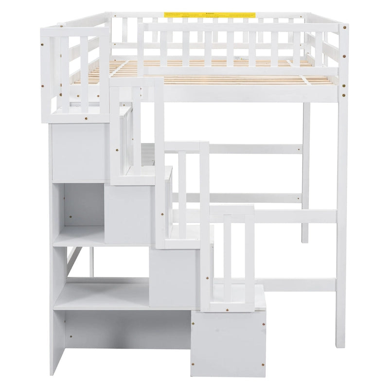 Full Size Loft Bed with Desk and Shelves