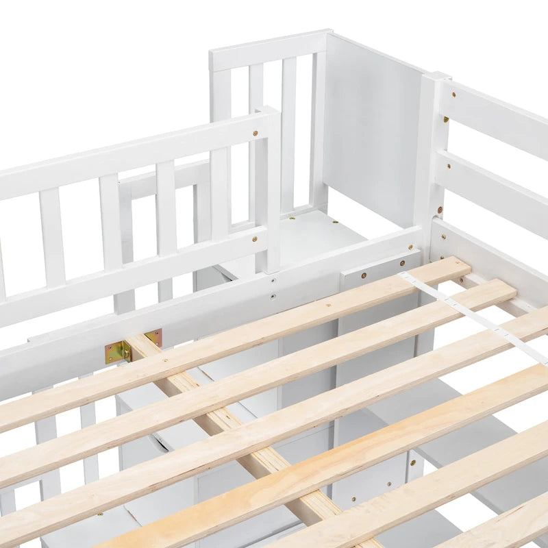 Full Size Loft Bed with Desk and Shelves
