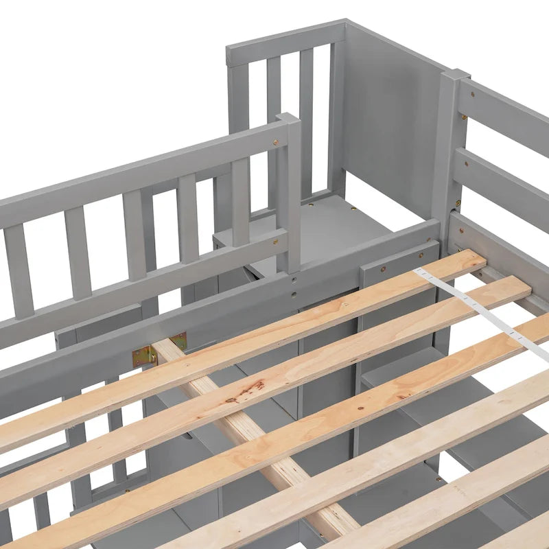 Full Size Loft Bed with Desk and Shelves