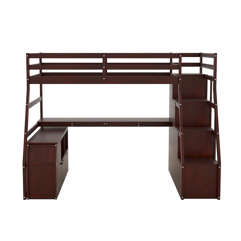 Twin Loft Bed with Integrated Drawers, Shelves & Desk for Versatile Use