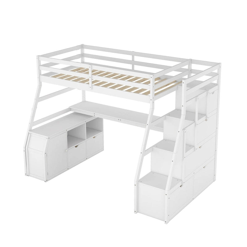 Twin Loft Bed with Integrated Drawers, Shelves & Desk for Versatile Use