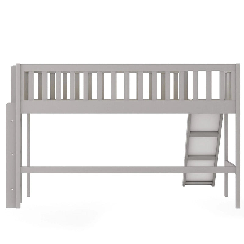Twin Size Low Loft Bed with Ladder and Slide