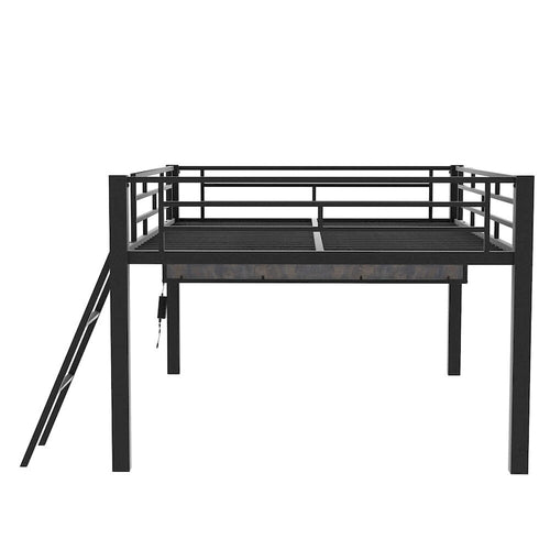 Lit mezzanine mi-hauteur pleine grandeur pour jeux avec bureau, LED