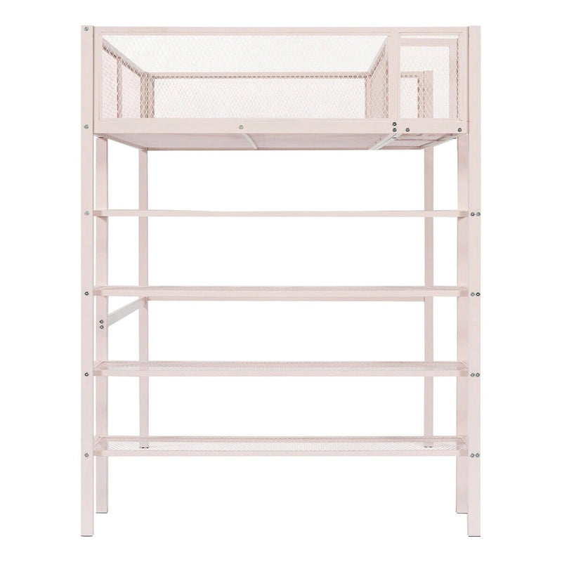 Pink Modern Style Twin Size Multi-functional Loft Bed with Storage