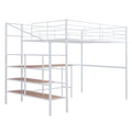 Full Size Metal Loft Bed with Built in Desk and Lateral Storage Ladder