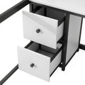 Full Size Metal Loft Bed with Desk, Cabinets, Drawers and Bedside Tray, Charging Station, USB and socket
