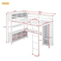 Metal Loft Bed with Wardrobe And L-Shaped Desk